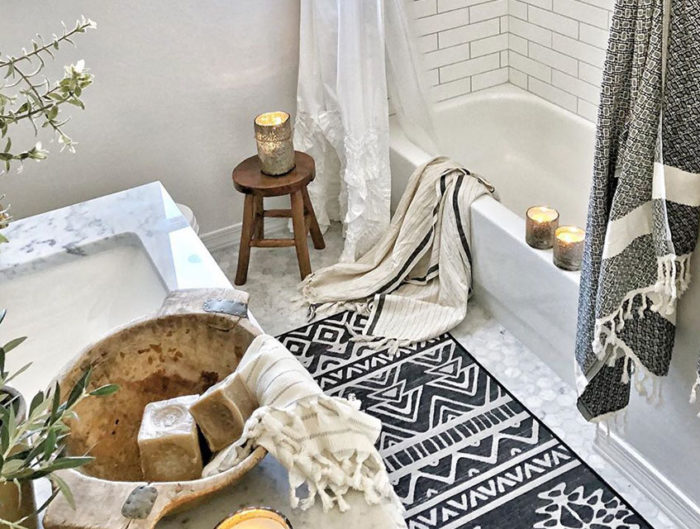 https://blog.ruggable.com/wp-content/uploads/2019/10/Linear-Aztec-Black-Runner-Rug-in-Bathroom-700x529.jpg