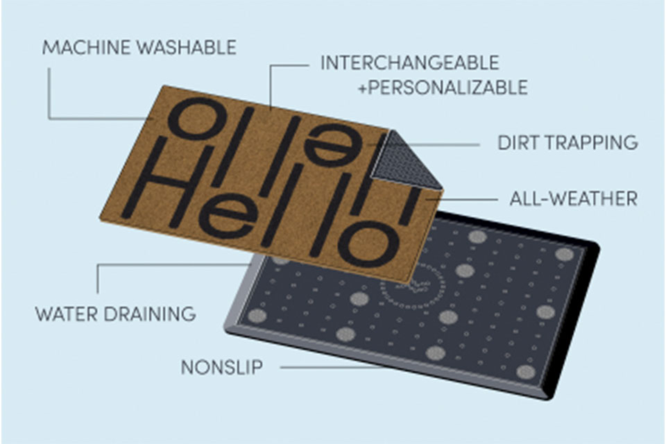 The two parts of Ruggable's washable Doormat System