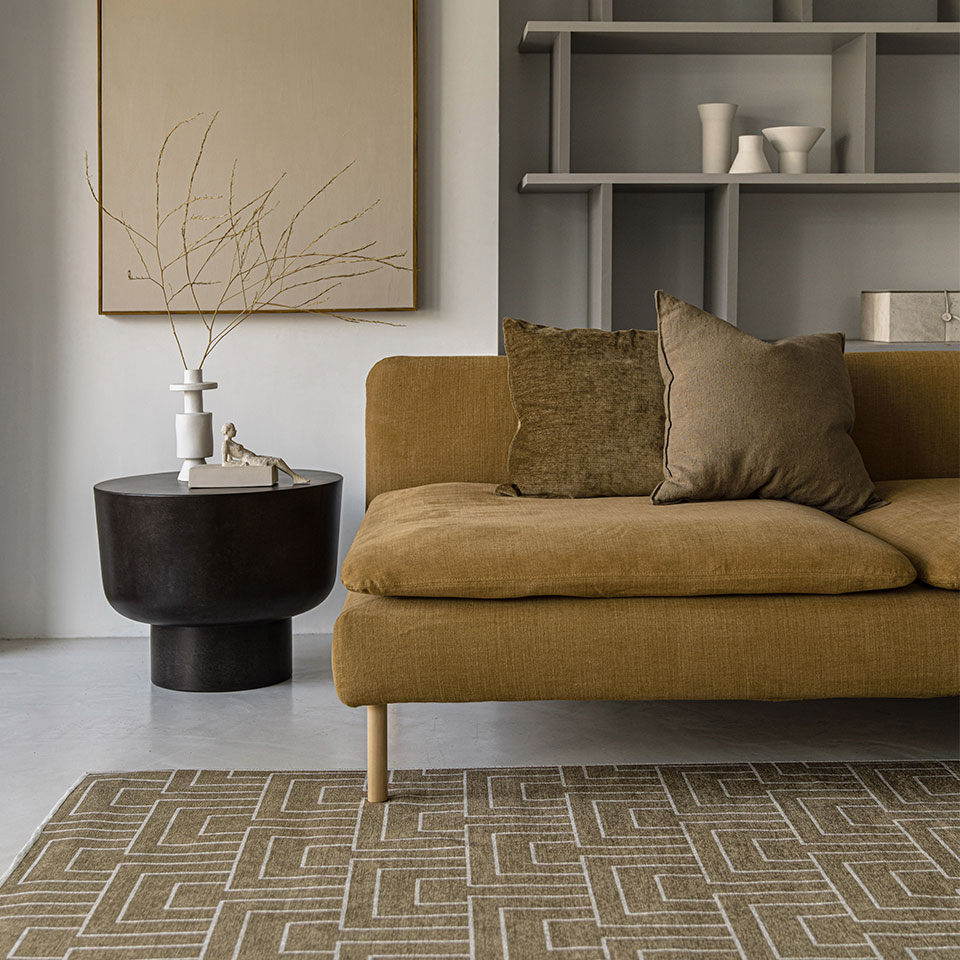 art deco rug in modern living room