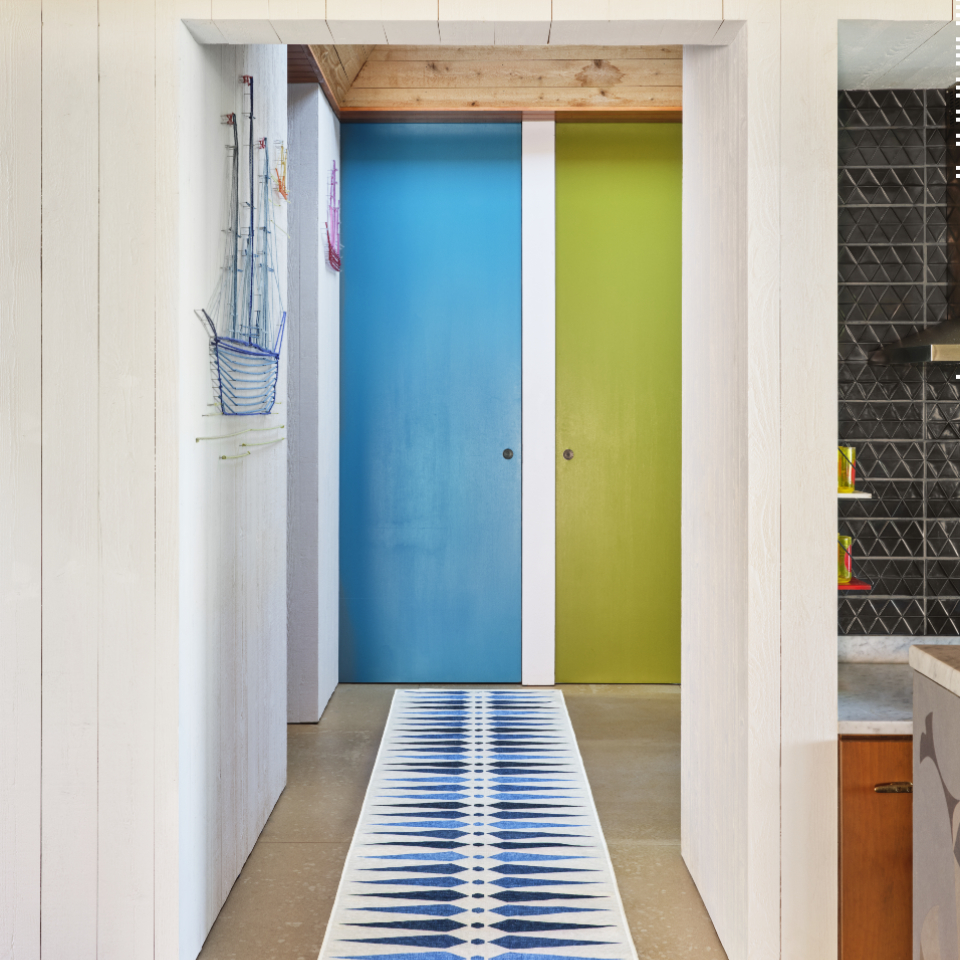 hallway runner rug bold color scheme
