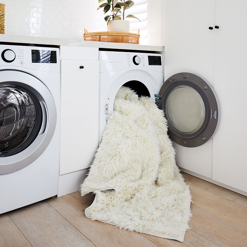 shag rug in washing machine