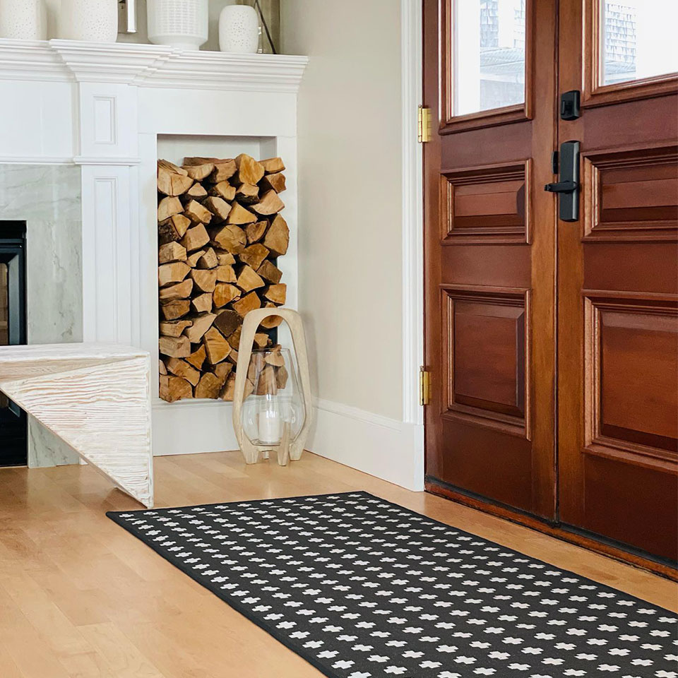 indoor outdoor modern rug in entry