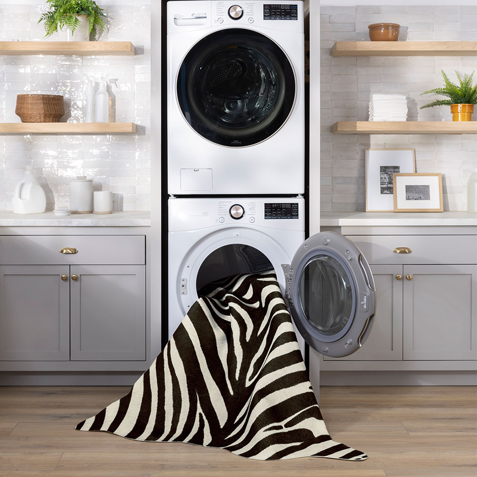 faux hide rug in washing machine